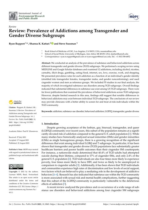 Review: Prevalence of Addictions among Transgender and .